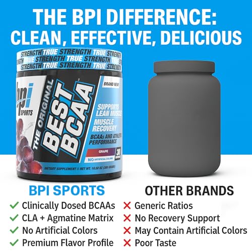 BPI Sports Best BCAA Grape Powder - Zero Sugar Amino Acid Formula