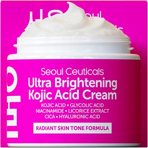 SeoulCeuticals Korean Kojic Acid Cream - Dark Spot Remover with Glycolic Acid, Niacinamide & Cica - Cruelty-Free K-Beauty Skincare (2oz)