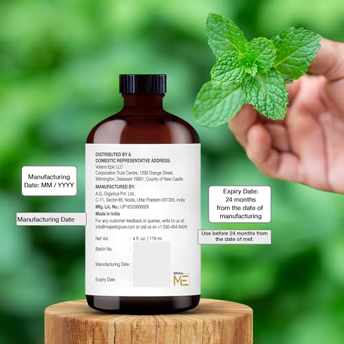 MAJESTIC PURE Peppermint Essential Oil 118ml - 100% Pure Natural Premium Grade for Hair Care, Diffusers, Skin, Aromatherapy & Massage