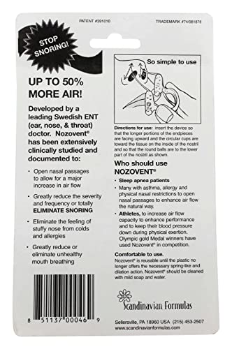 Nozovent Anti-Snoring Nasal Device (2 Pack) - Improved Sleep Quality