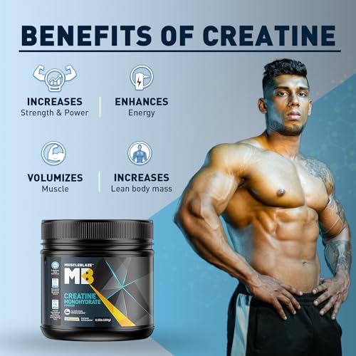 MuscleBlaze Creatine Monohydrate 250g (80 Servings) Unflavoured | Trustified Certified