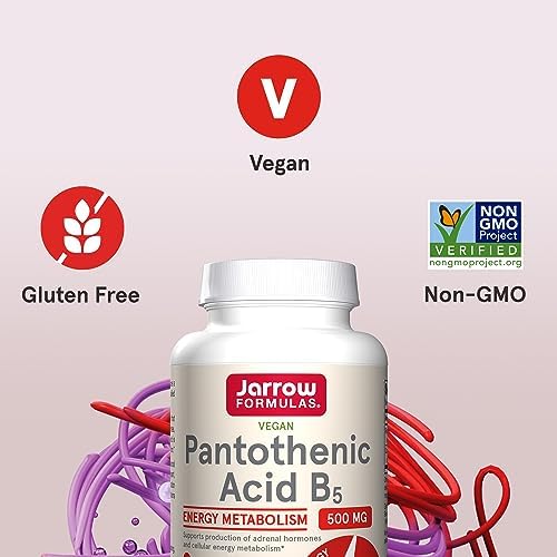 Jarrow Formulas Pantothenic Acid (B5) 500mg - 100 Veggie Caps - Energy & Metabolism Support