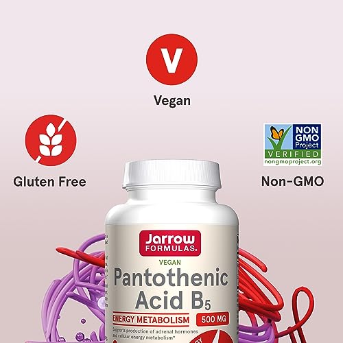 Jarrow Formulas Pantothenic Acid (B5) 500mg - 100 Veggie Caps - Energy & Metabolism Support