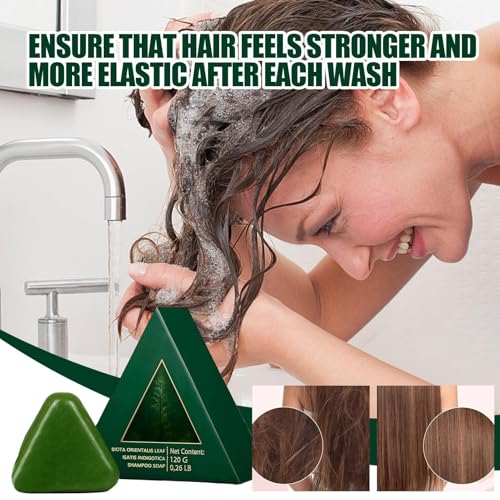 Nature Triangle Shampoo Bar with Usman Grass & Rice Conditioner - Hair Growth Solid Soap