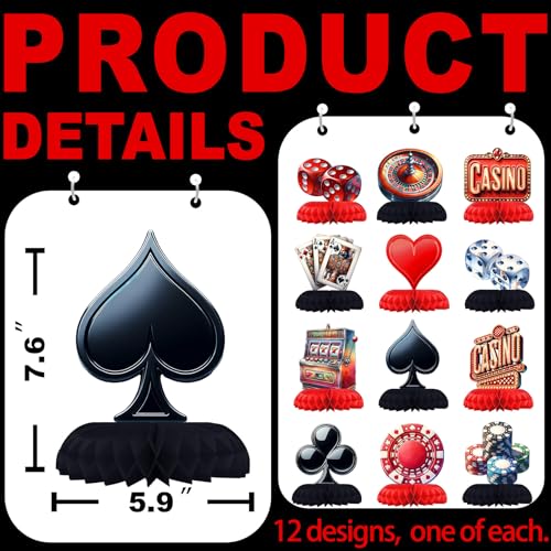 12 Pack Casino Table Toppers - Birthday Themed Party Decorations