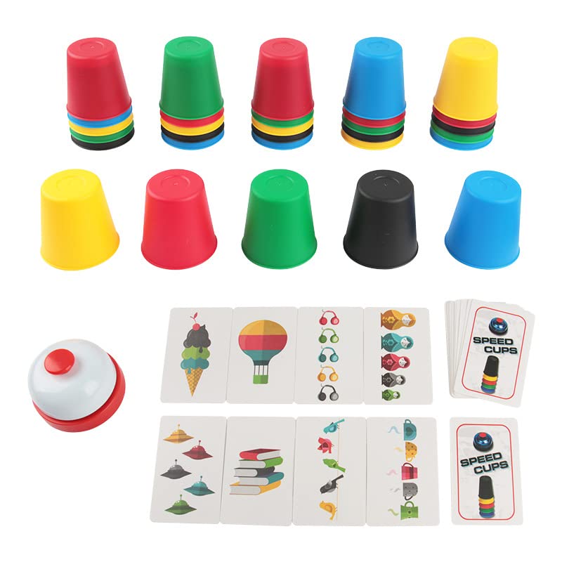 LANDOR Quick Cups Stacking Game - Speed Stacking Cups for Kids (30 Cups, 24 Picture Cards)