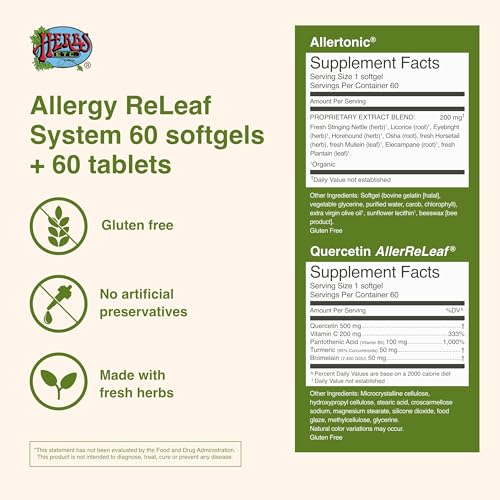 HERBS ETC. Allergy ReLeaf System 2 Bottles 60 Sofgels/Tablets - Natural Allergy Support