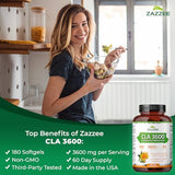 Zazzee High Potency CLA 3600 - 180 Softgels | 3600 mg per Serving | Non-GMO, Made in USA