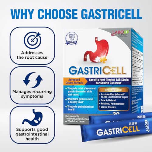 GASTRICELL - Eliminate H. Pylori, Relieve Acid Reflux and Heartburn - 30 Sachets - Natural Defence Against Gastric Distress