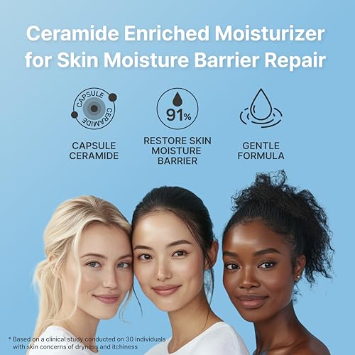Moisturizing Ceramide Cream for Dry Skin, Vegan, Fragrance Free, Gentle for Babies and Adults