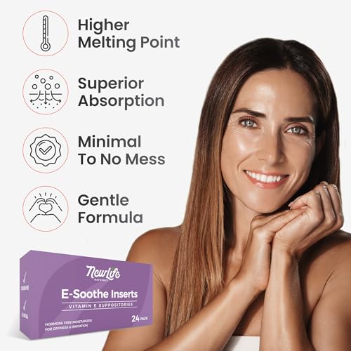 NewLife Naturals Vitamin E Suppositories 38IU - Natural Dryness & Menopause Relief, 24 Inserts