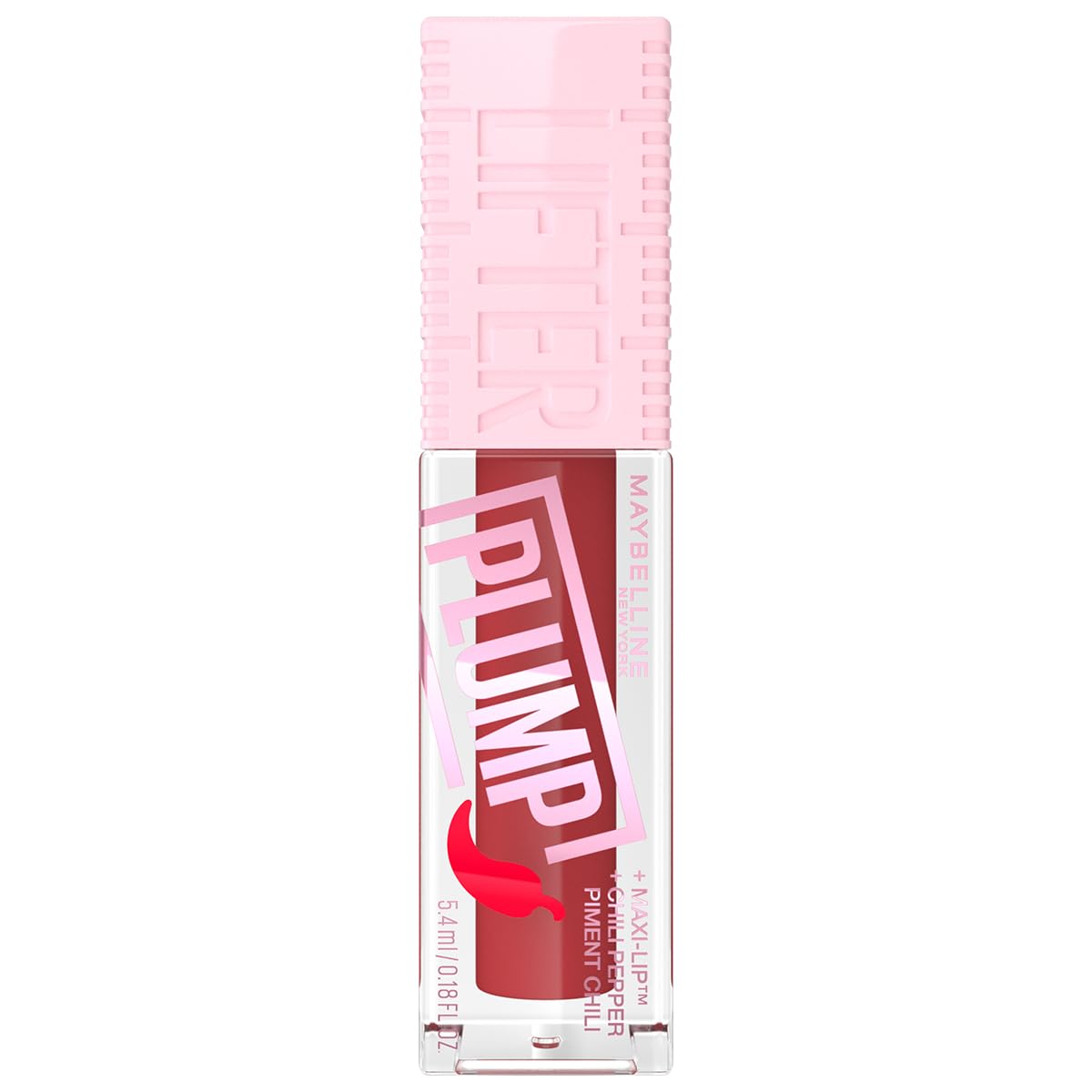 Maybelline New York Lifter Plump Lip Gloss - Heated Formula with Hyaluronic Acid & Chilli Pepper, Vegan, Shade 006 Hot Chili