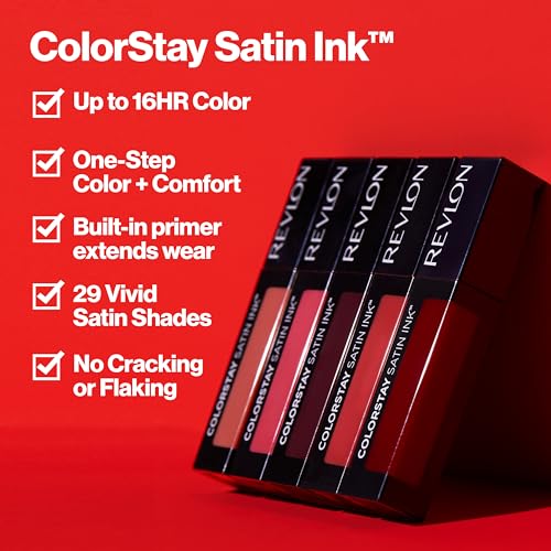 Revlon ColorStay Satin Ink Crown Jewels Lipstick 37 Majestic Rose, Lasting Liquid Lip