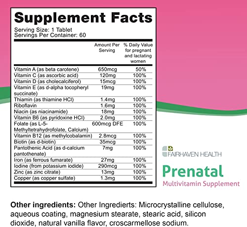 Fairhaven Health Prenatal Multivitamin Supplement - 60 Tablets for Pregnancy Support
