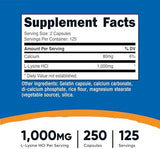Nutricost L-Lysine 1000mg - Essential Amino Acid Support (250 Capsules)