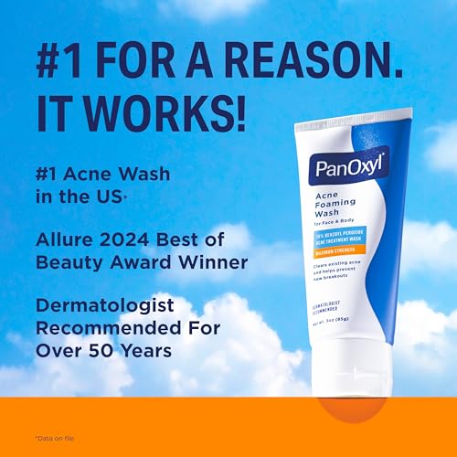PanOxyl Acne Foaming Wash 10% Benzoyl Peroxide - Maximum Strength Antimicrobial - Travel Size 3 oz