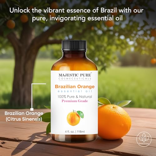 MAJESTIC PURE Brazilian Orange Essential Oil 4 Fl Oz – 100% Pure, Natural, Premium Grade