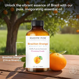 MAJESTIC PURE Brazilian Orange Essential Oil 4 Fl Oz – 100% Pure, Natural, Premium Grade