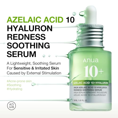 Anua Azelaic Acid 10% Hyaluronic Redness Soothing Serum - Korean Skincare for Sensitive Skin with Niacinamide & Hyaluronic Acid - 30ml