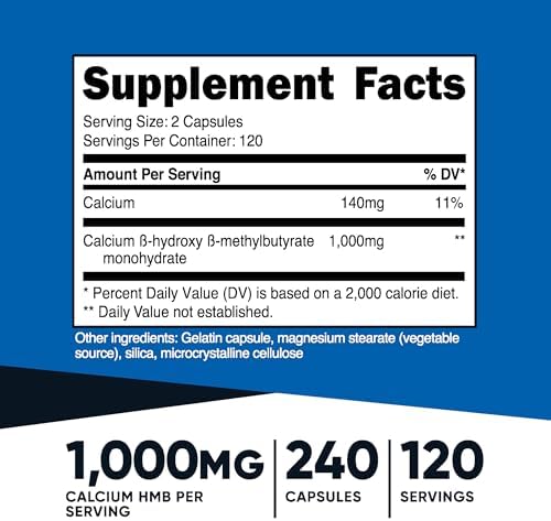 Nutricost HMB 1000mg (240 Capsules): Muscle Growth & Recovery Support