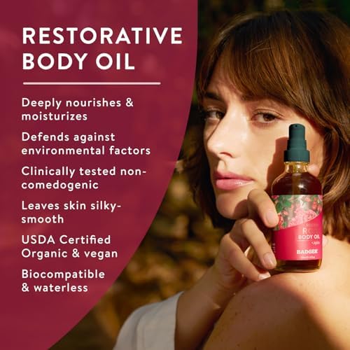 Badger Damascus Rose Organic Body Oil - Luxurious Hydration & Aroma