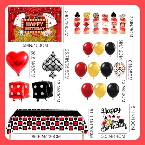 Casino Party Decorations – 85 Pcs Gaming Card & Balloon Set for Las Vegas Theme