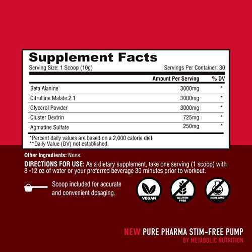 Metabolic Nutrition Stim Free Pump – Caffeine-Free Pre-Workout Booster for Endurance & Performance