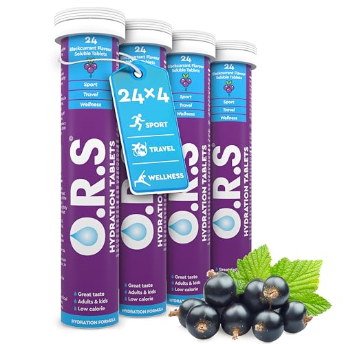 O.R.S Hydration Tablets, Natural Blackcurrant Flavour, 96 Tablets (Pack Of 4 X 24) (OORSB96)