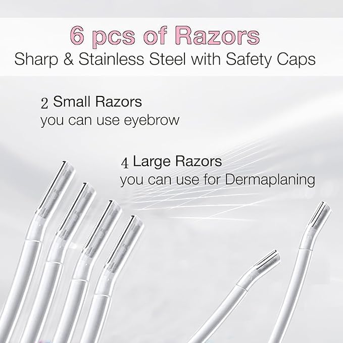 ALMEKAQUZ 6 Pcs Women's Facial Shaver - Professional Hair Removal Tool for Face and Eyebrows