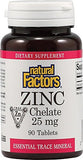 Natural Factors Zinc Chelate 25 mg - 90 Tablets for Immune Support