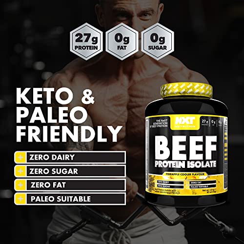 NXT Nutrition Beef Protein Isolate 1.8kg Pineapple Flavor - 27g Protein Per Serving Dairy Free