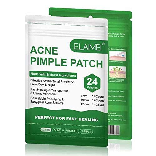 ELAIMEI Invisible Acne Pimple Healing Patch - Hydrocolloid Spot Treatment for Blemishes, 3 Sizes, Blends with Skin