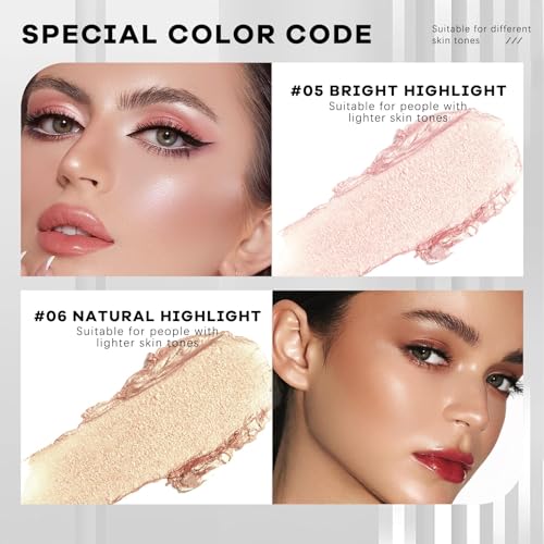 2 Pack Highlighter Stick Makeup - Non-greasy and Water-resistant Face Contouring Pen