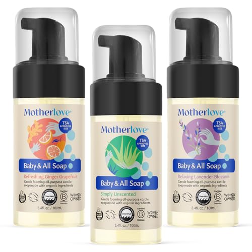 Motherlove Baby & All Castile Soap Variety Pack - Organic & Gentle Foaming (3.4 oz Travel Size)