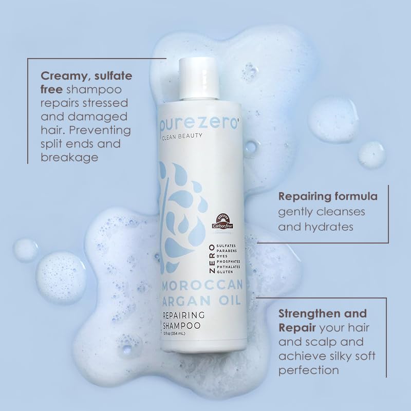Purezero Moroccan Argan Oil Shampoo & Conditioner Set - Repair Damaged Hair - 100% Vegan & Cruelty Free