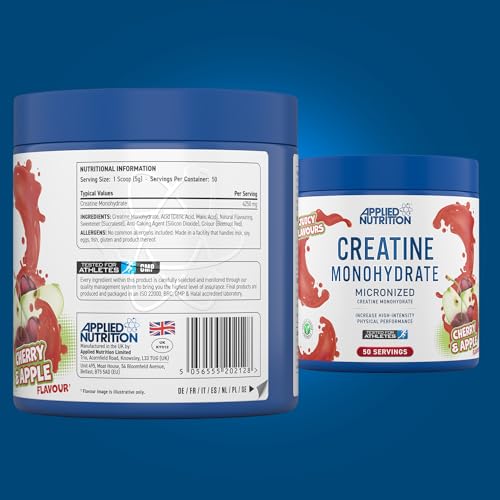 Applied Nutrition Micronized Creatine Monohydrate Powder (250g, Cherry & Apple)