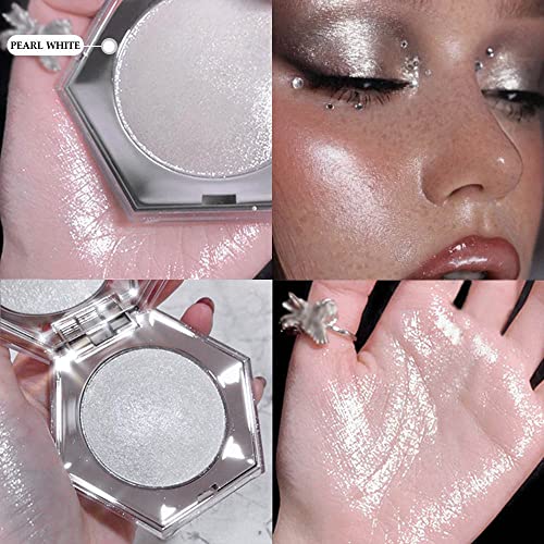 Pearl White Shimmer Glitter Highlighter - Silver Glitter Face Illuminator for Radiant Glow