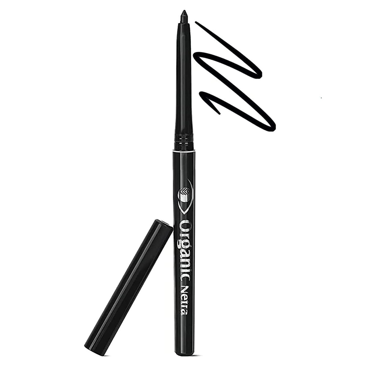 Pure Black Organic Kajal Pencil Eyeliner - Waterproof, 12Hr Smudgeproof & Natural Matte Finish