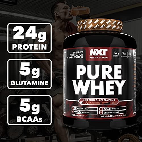 NXT Nutrition Pure Whey 2.25kg - Hydrolyzed Whey Protein with Isolate & Concentrate - Muscle Growth Recovery 75 Servings Milk Chocolate