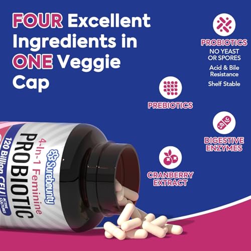 Probiotics for Women - 120 Billion CFU, 34 Strains, Prebiotics, Digestive Enzymes & Cranberry - 30ct
