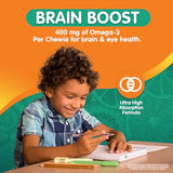 OmegaVia Omega 3 Gummies - High DHA for Kids Brain & Eye Health - Sugar-Free Natural Fruit Flavor - 60 Gummies