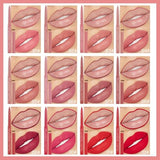 12 Colors Matte Lip Liner Lipstick Set One Step Lips Makeup Kit Velvet Nude Collection