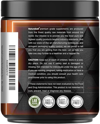 NatureBell Instant Creatine Monohydrate Powder 500g - Unflavored, Micronized, Keto & Vegan Friendly