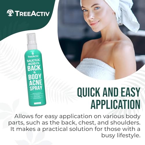 Body Acne Spray 2% Salicylic Acid with Aloe, Tea Tree, 4 oz, Back Acne Solution