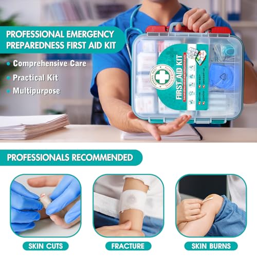 General Medi 420 Piece Professional First Aid Kit - Hard Case with Premium Medical Supplies for Home, Travel, Office, Camping, Vehicle & Workplace