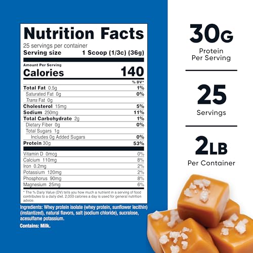 Nutricost Whey Protein Isolate | Salted Caramel 2LBS High-Purity Muscle Builder