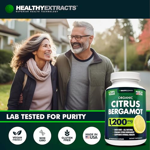 HEALTHYEXTRACTS Bergamot Citrus Extract Supplement - 150:1 Extract, 1200 Mg Per Serving, 80% Polyphenols - High Cholesterol Support - Italian Origin - 60 Capsules