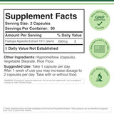 Fadogia Agrestis 600mg Extract - 180 Capsules for Testosterone Support & Performance