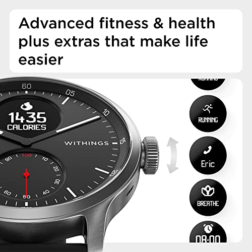 Withings ScanWatch Hybrid Smartwatch – ECG Heart Rate Monitor, Blood Oxygen Tracker, 30-Day Battery Fitness Watch for Men & Women (iOS & Android Compatible)