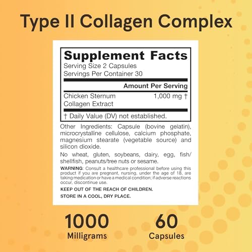 Jarrow Formulas Type Ii Collagen Complex 1000 Mg Supplements Supports Skin And Joint Health 60 Capsules 30 Day Supply